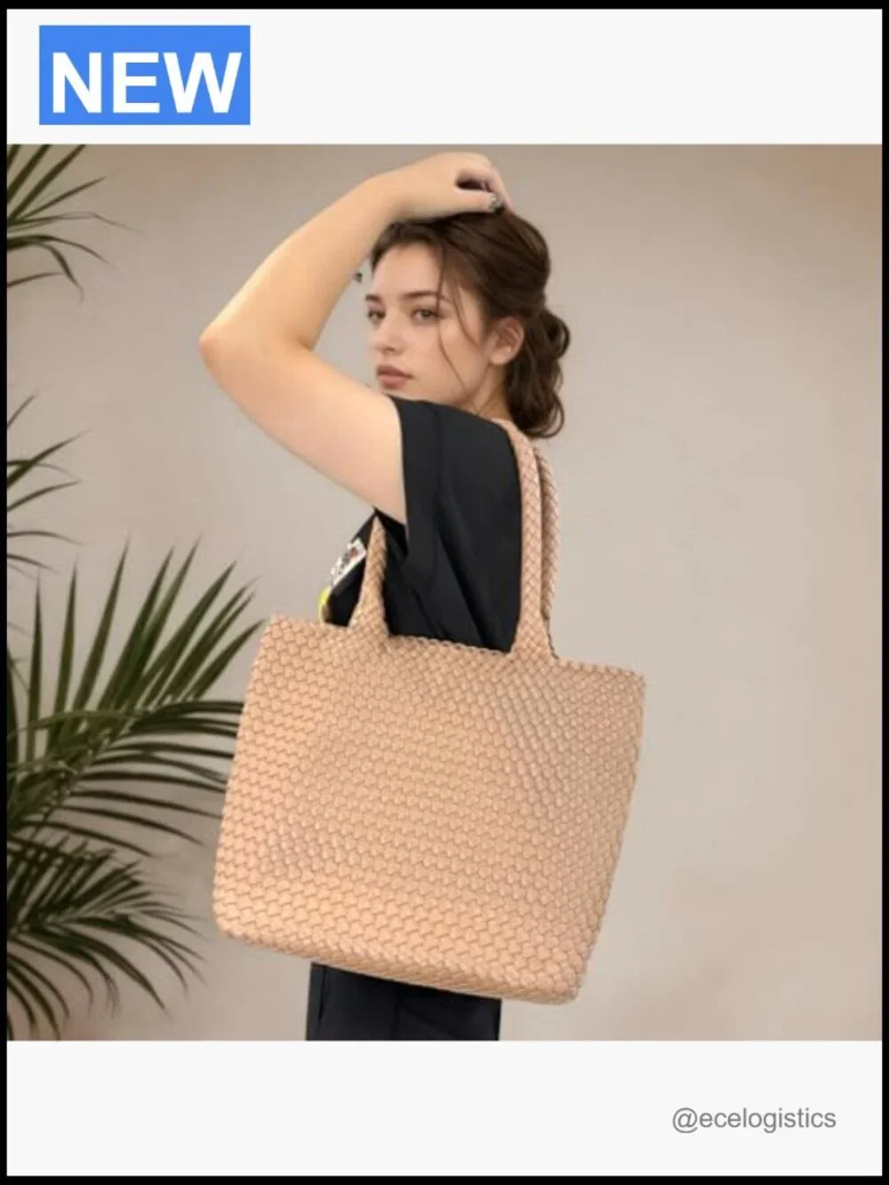 Hand-Woven Vegan Leather Tote Satchel with Pouch Fits 14